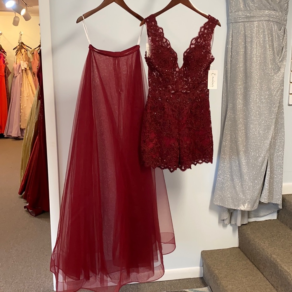 Envious Sangria color prom dress